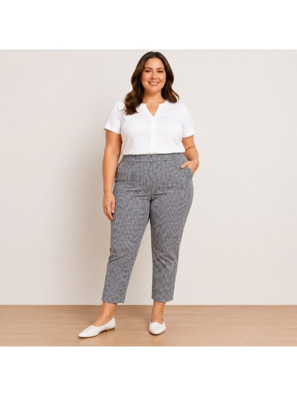 Talbot's Sz 12 Black & White Gingham Chatham Pants Cropped Business Casual VGC